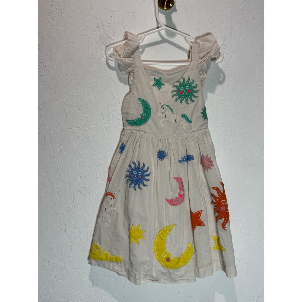Mini Boden Celestial Applique Dress Sun Moon Stars Unicorn White 2-3Y - Picture 1 of 3